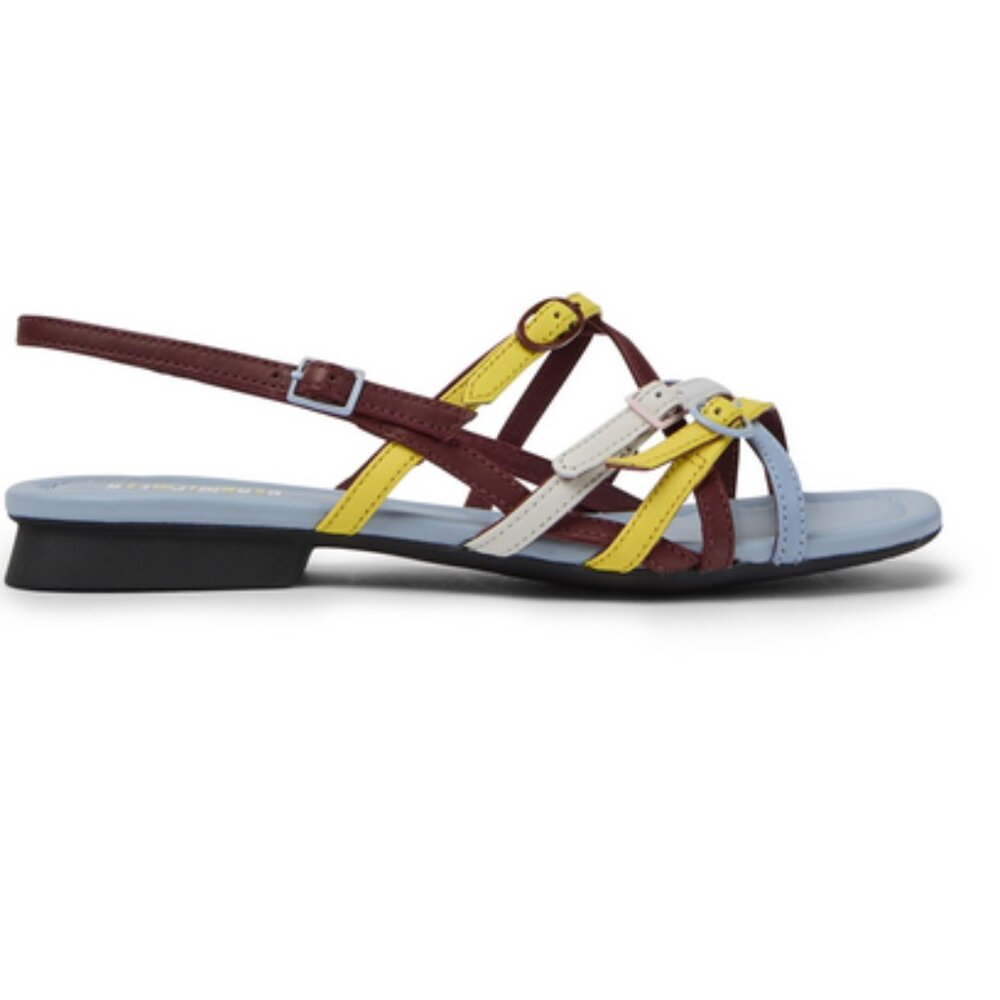 Camper Multicolored leather strappy sandal, Blue/Yellow/Brown/White, Size 41/11 - Picture 2 of 6